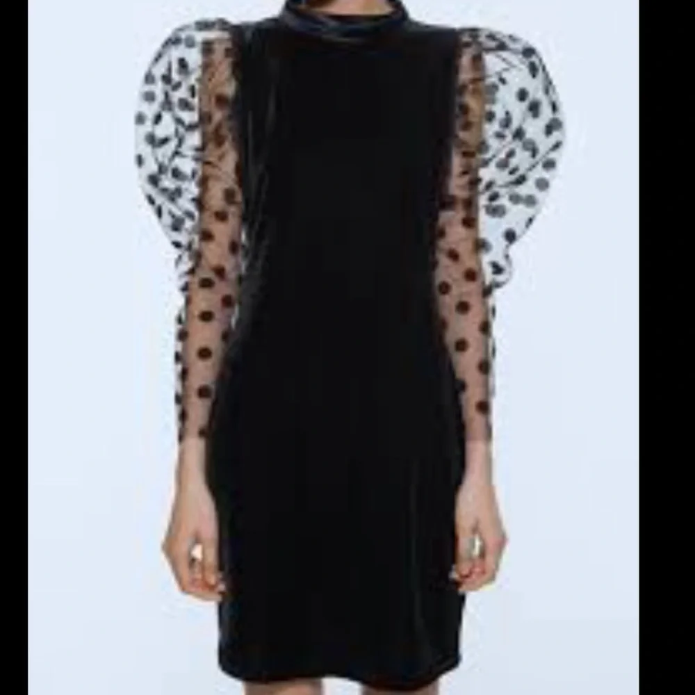 ZARA Size M velvet dotted mesh open back dress - Picture 8 of 12